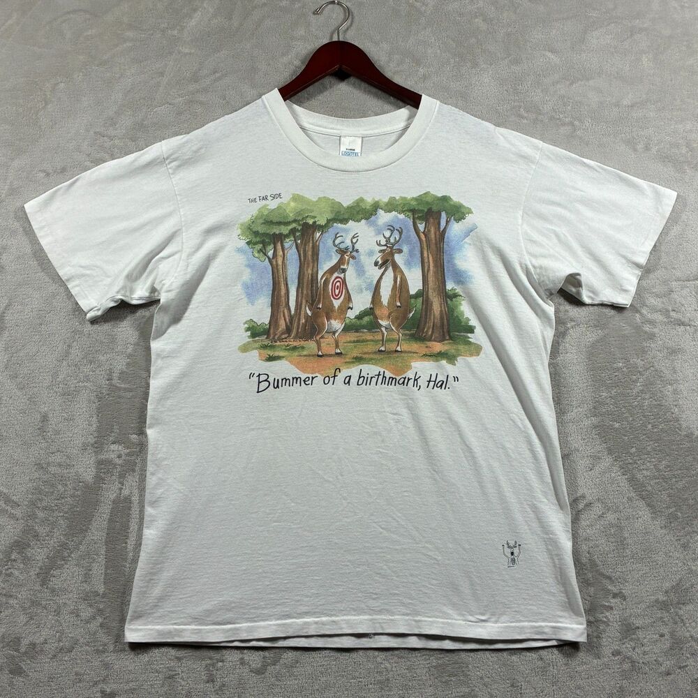 VTG 1986 Far Side Bummer of a Birthmark Hal T Shirt XL USA Single Stitch *Flaws
